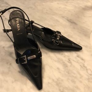 Vintage PRADA sling backs, kitten heel
